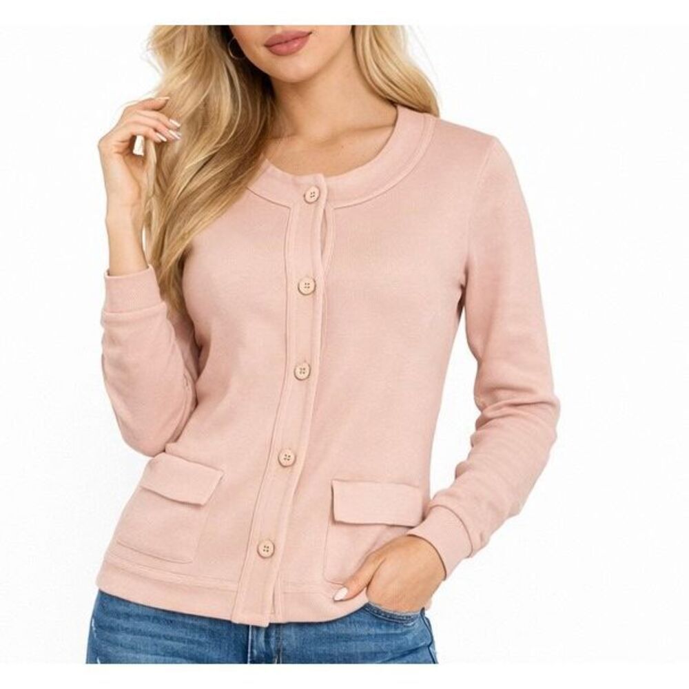 Talbots women’s pink cardigan jacket size large